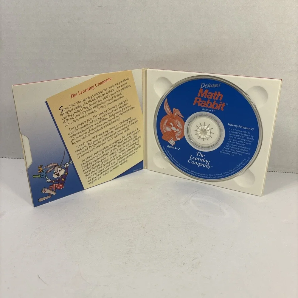 Deluxe! Math Rabbit PC CD‑ROM 1997 Ages 4‑7 Educational Game - The Learning Comp
